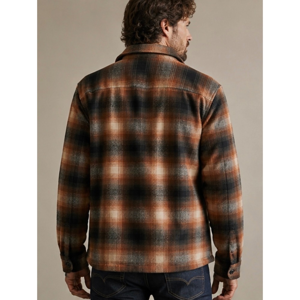 Pendleton Plaid Quilted CPO Shirt Jacket in Brown Ombre Size Large - Picture 2 of 12